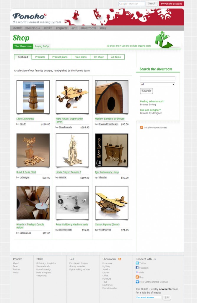 WoodMarvels.com designs on Ponoko's Featured Design page!