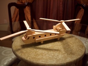 Completed wooden Chinook Helicopter!