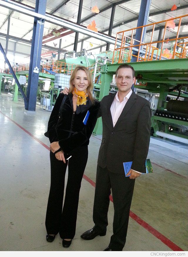 Joanna Yeh - President of Sphera International with Remi Basior at Shanyang, China Stone Paper factory grand opening