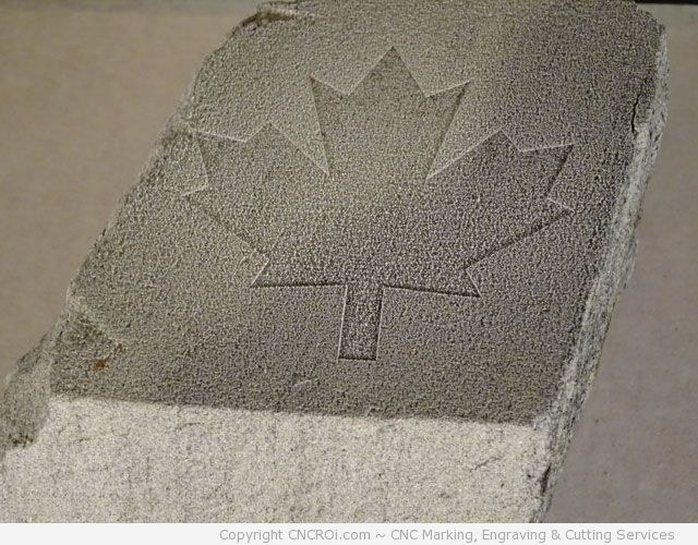 CNCROi.com: Laser Engraving Concrete Brick with Maple Leaf
