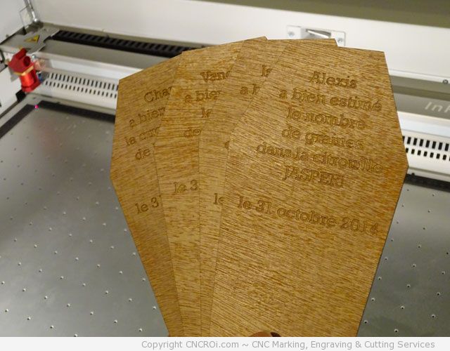 CNC laser engraving coffin lid
