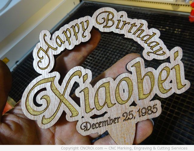 cnc laser engraving and cutting custom birthday cake toppers