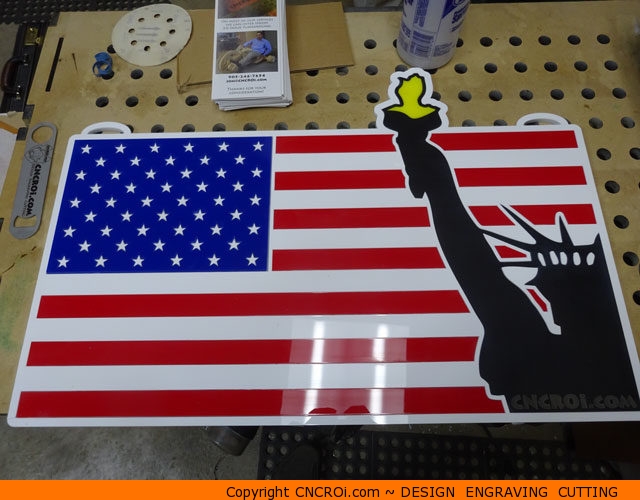 Custom United States American USA Flag: Acrylic Inlay Sign Start to Finish