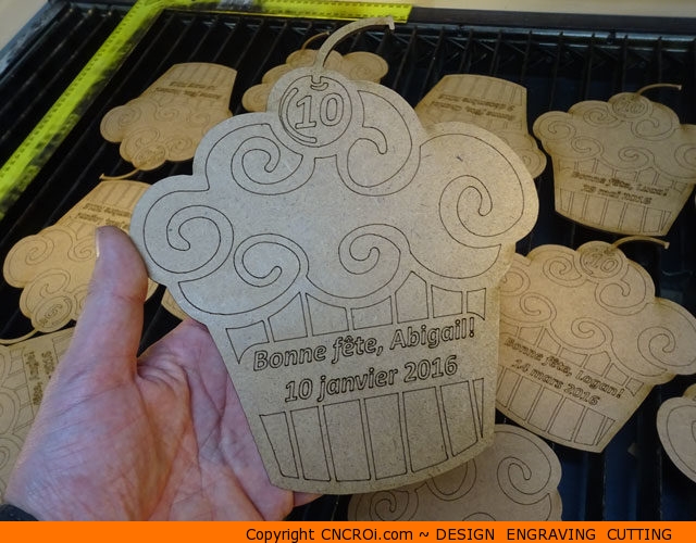 Custom Wood Birthday Card: 1/8” or 3 mm thick MDF laser engraved and cut