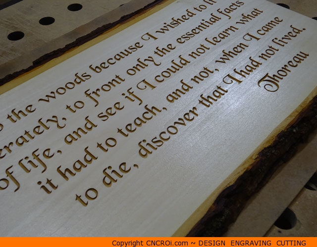Custom Live Edge Wood Plank Laser Engraving