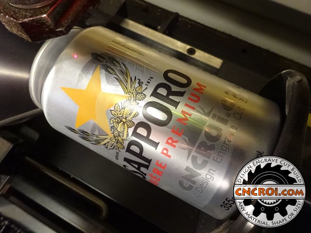 laser engraving a beer can