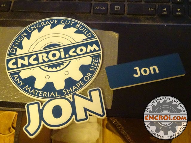 Blue on White Name Badge: Custom Lamacoid