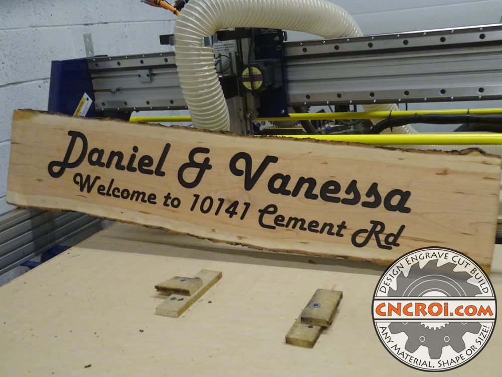 Paint Filled Live Edge House Number Sign