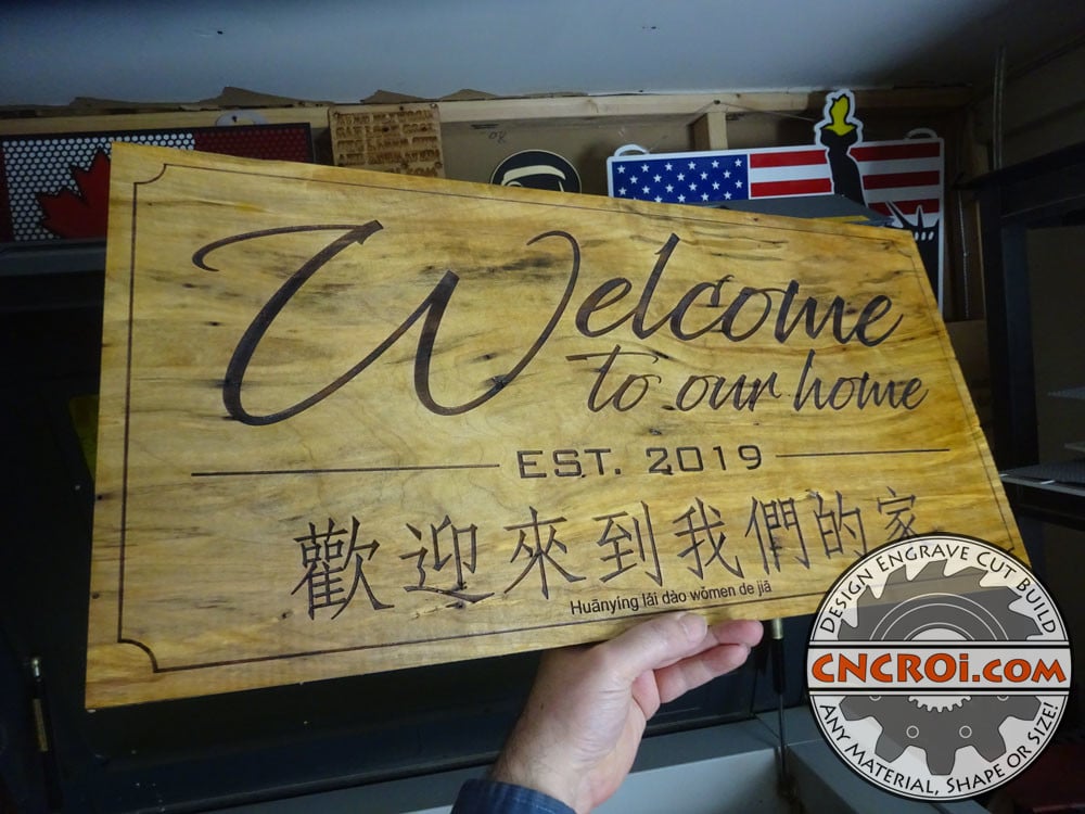 Custom Welcome Sign: Laser Engraved Walnut Signage