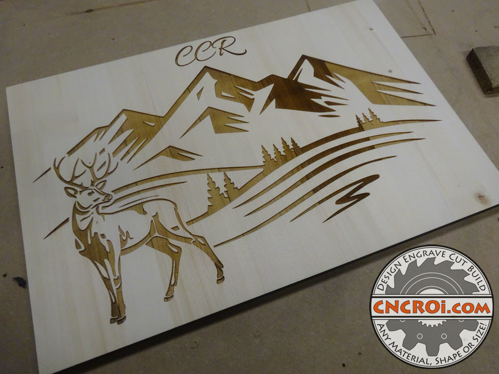 Nature Scenery Plaque: CNC Laser Engraved Pine