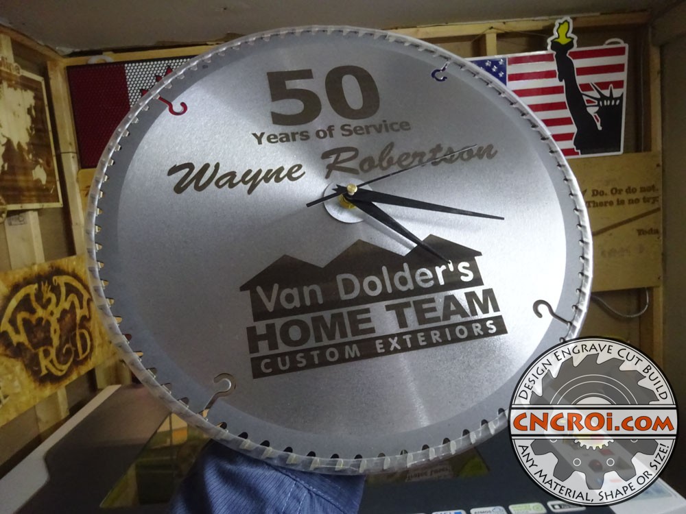 Steel Blade Clock: CNC Fiber Laser Etching