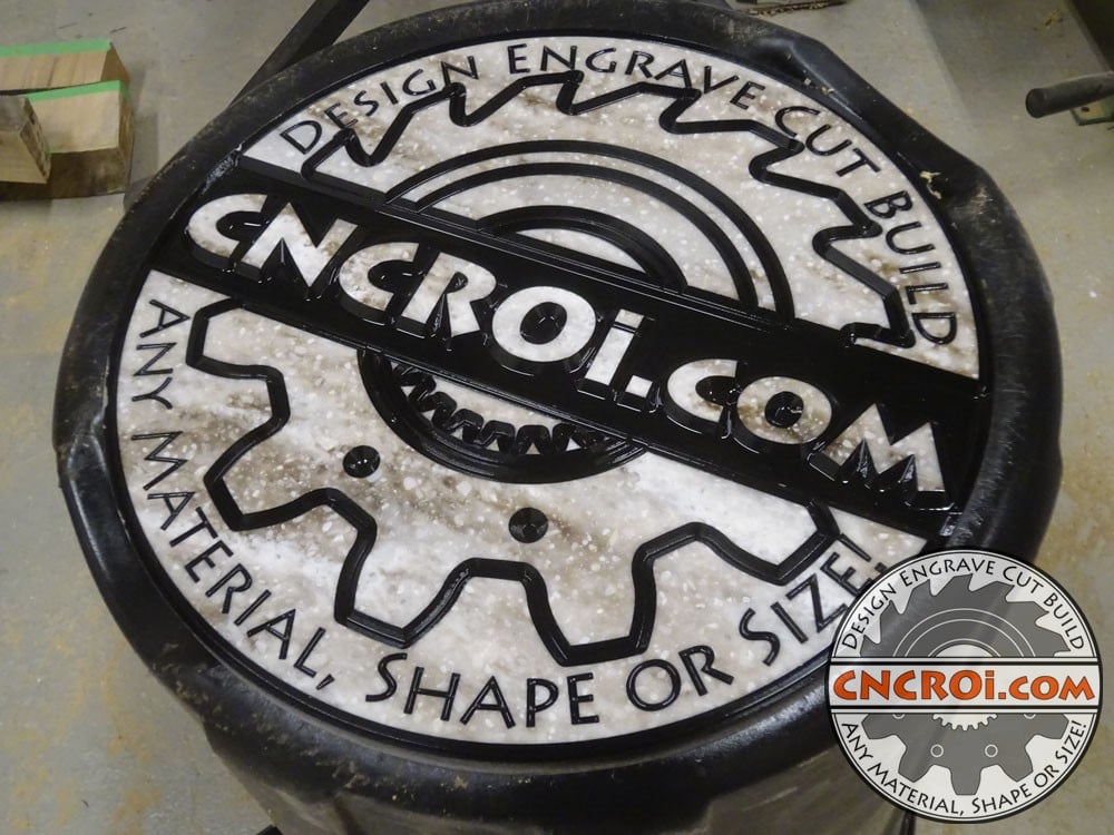 Paint Filled Sign: Corian Dimensional Carving