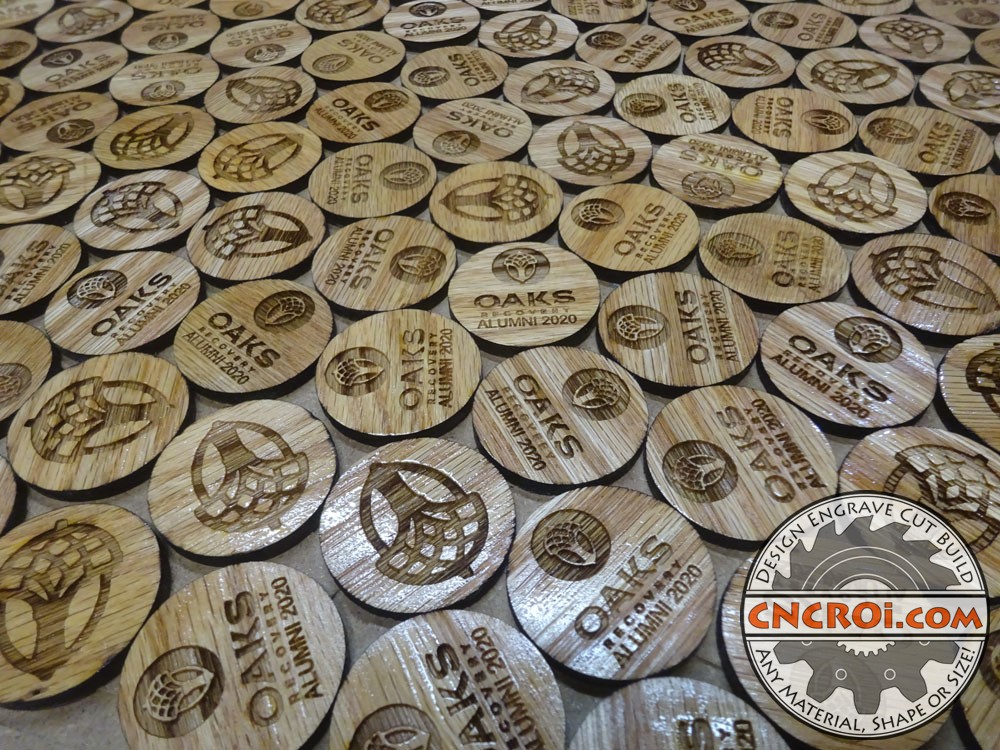 Custom Oak Coins: 1/8" 3 mm Thick
