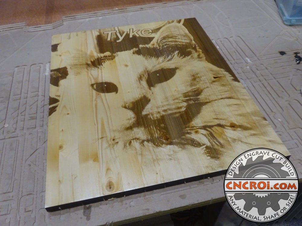 Cat Memorial: CNC Laser Pine Pyrography