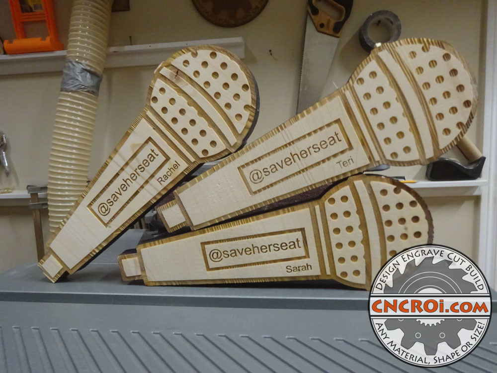 Novelty Wood Microphones: Laser Engraved & Cut Pine