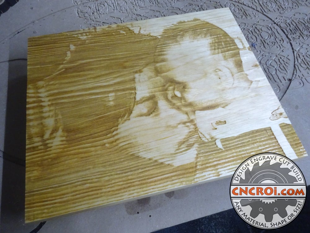 Mother Son Portrait: Laser Engraved Pine