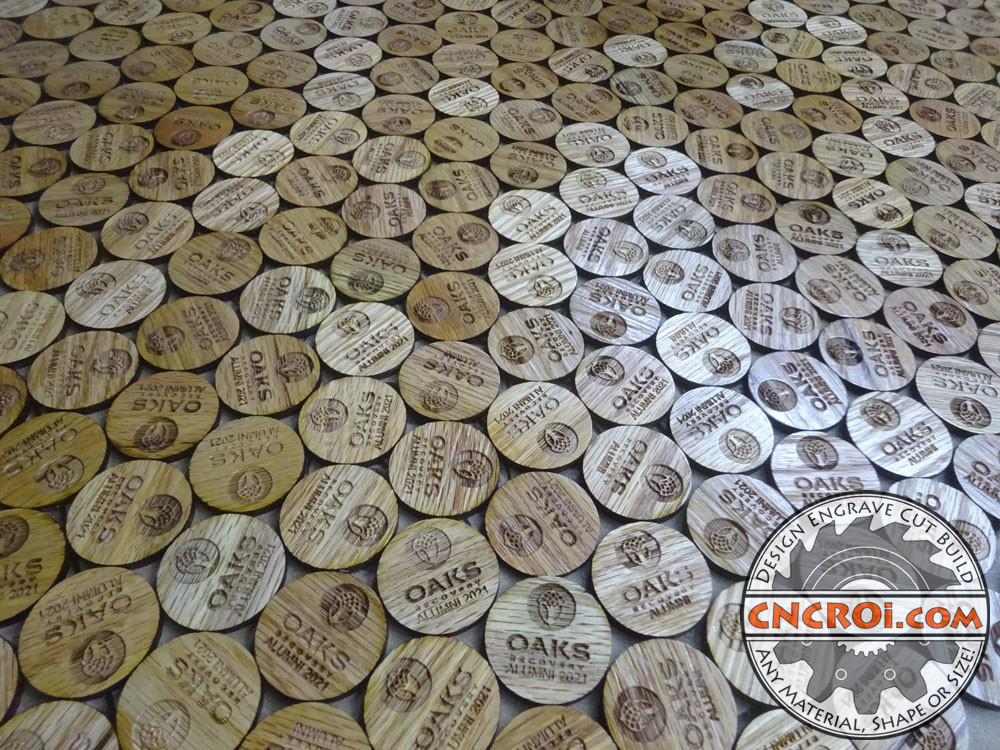 Custom Hardwood Coins: Laser Engraved & Cut Oak