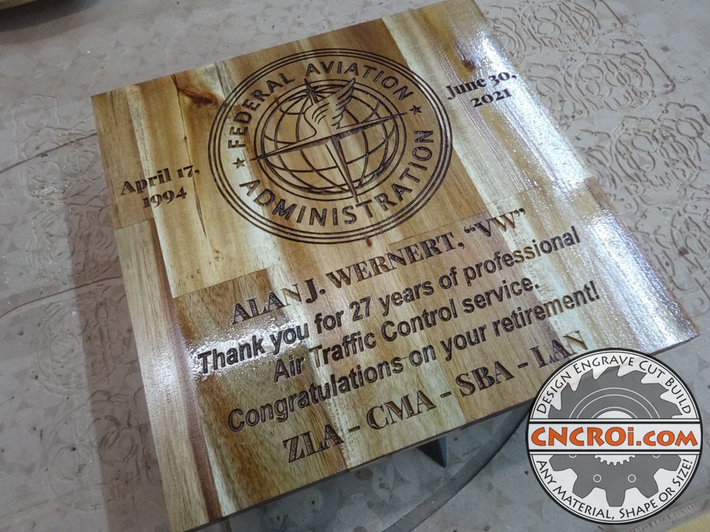 Custom Retirement Gift: Acacia Hardwood Plaque