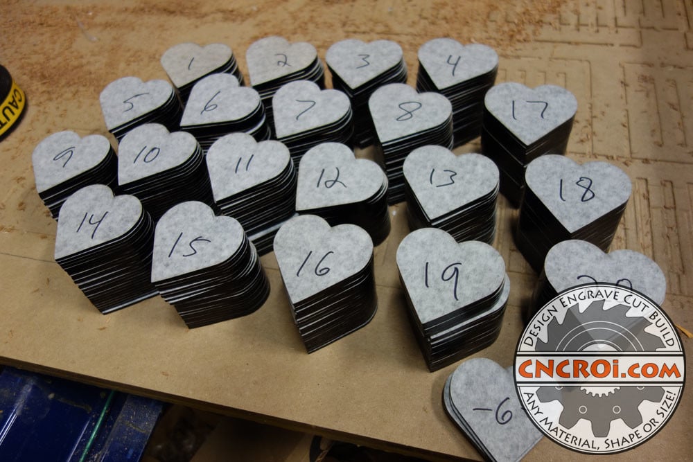 Black Acrylic Hearts: CNC Laser Cut
