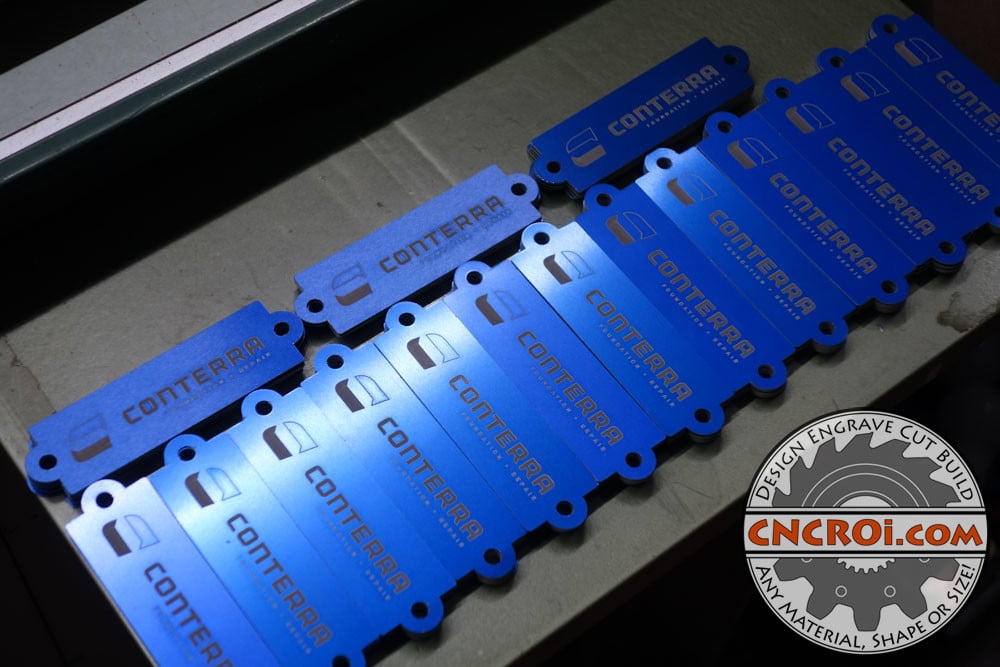 Blue Branding Tags: Grey in Anodized Aluminium
