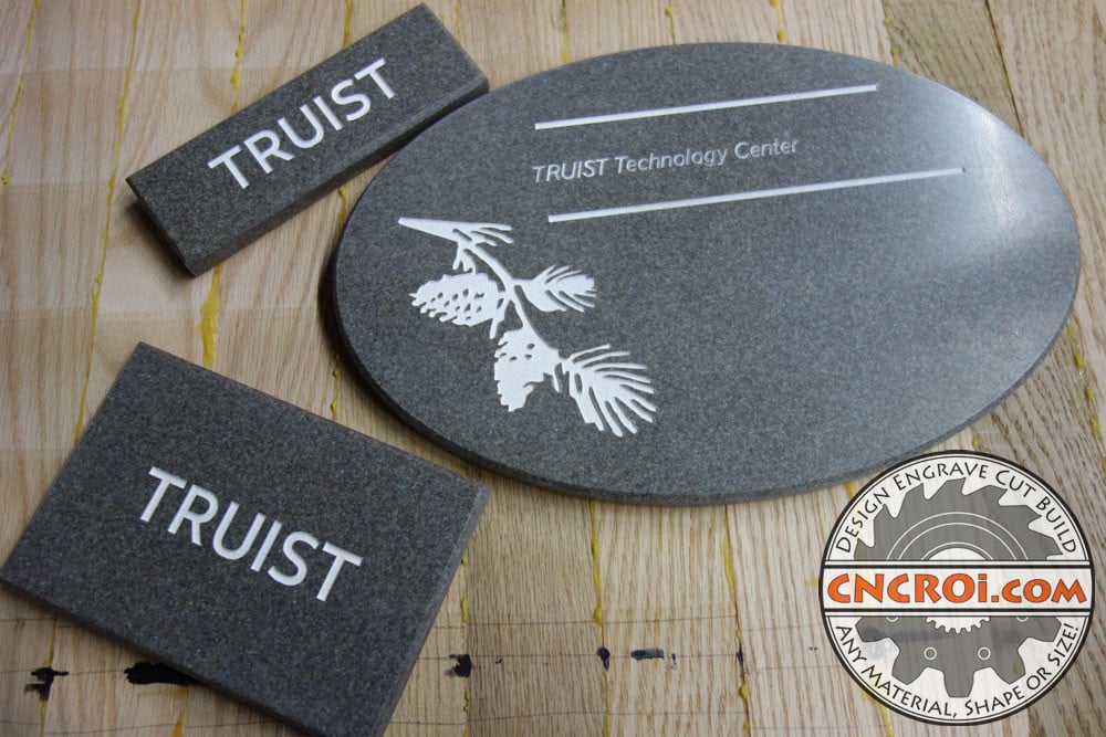 Custom Solid Surface Signage: Silt Corian