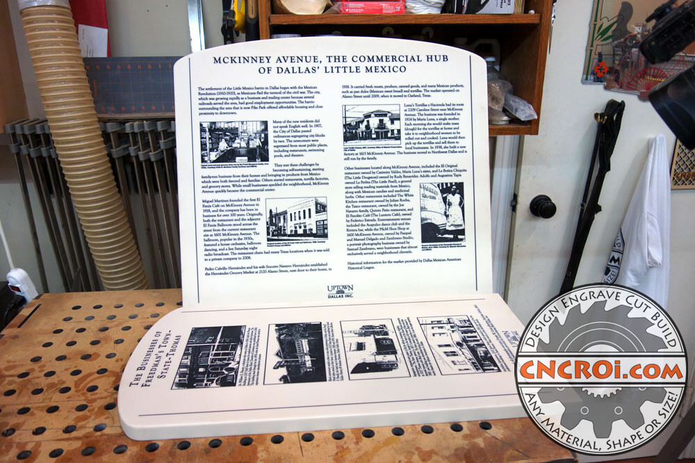 Outdoor Historical Plaques: Bone Corian Fabrication