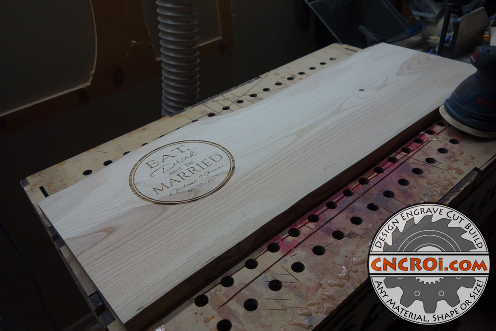 Wedding Signature Board: Live Edge Laser Engraving
