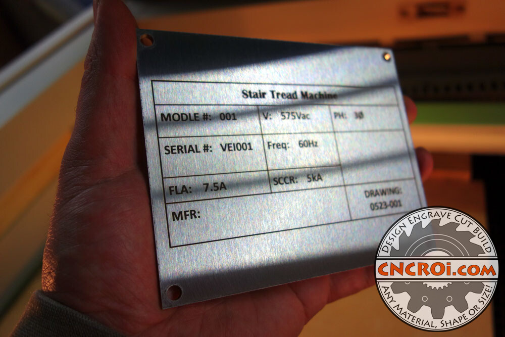 Custom 316SS Machine Plate: Fiber Etching