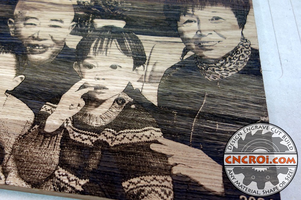 Simon's Grandparent's Portrait: Laser Engraved Oak