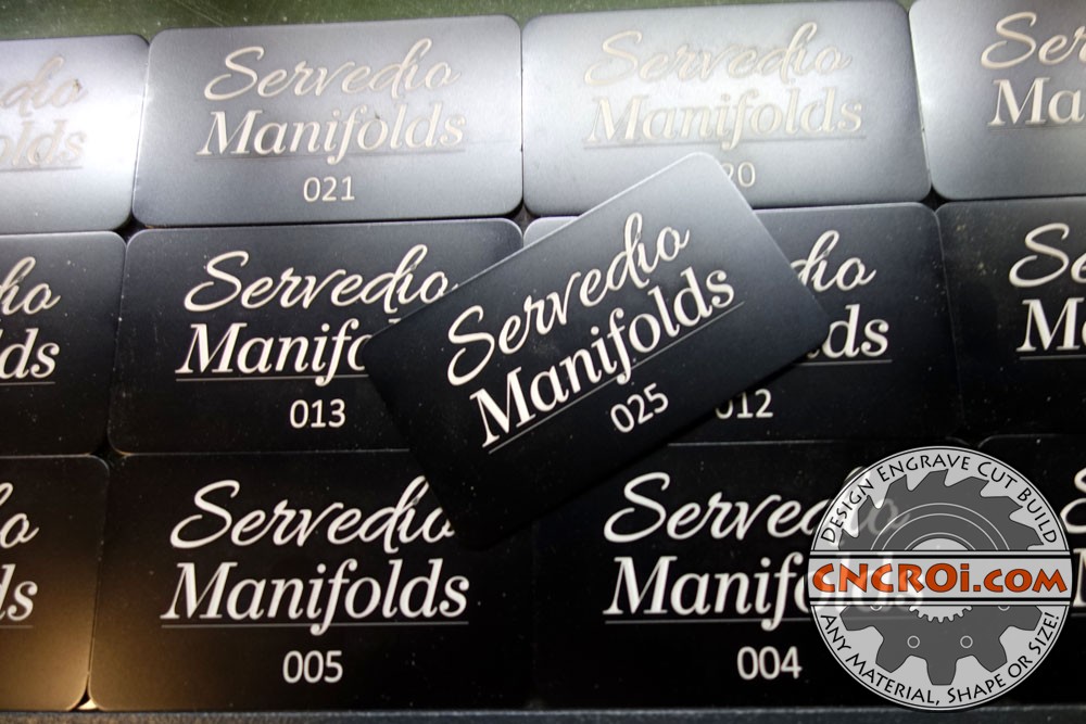 Custom Manifold Tags: Black Anodized Aluminium