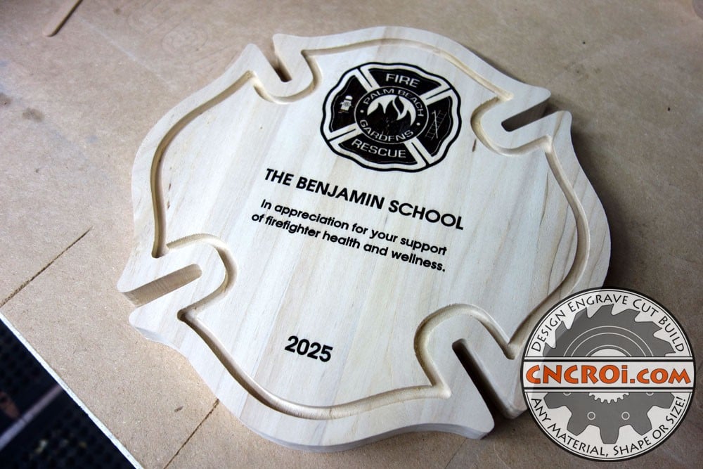 Small Custom Fire Rescue Marshal Plaque: Poplar