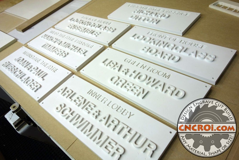 Custom Solid Surface Plaques: 1" Thick Glacier White Corian Carving