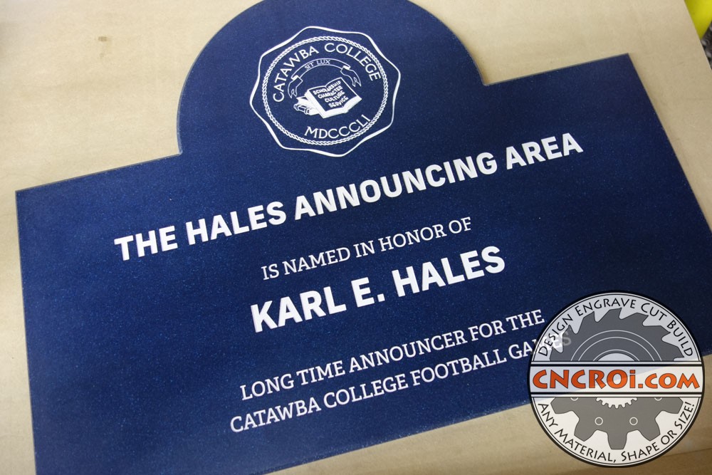 Custom Corian College Plaque