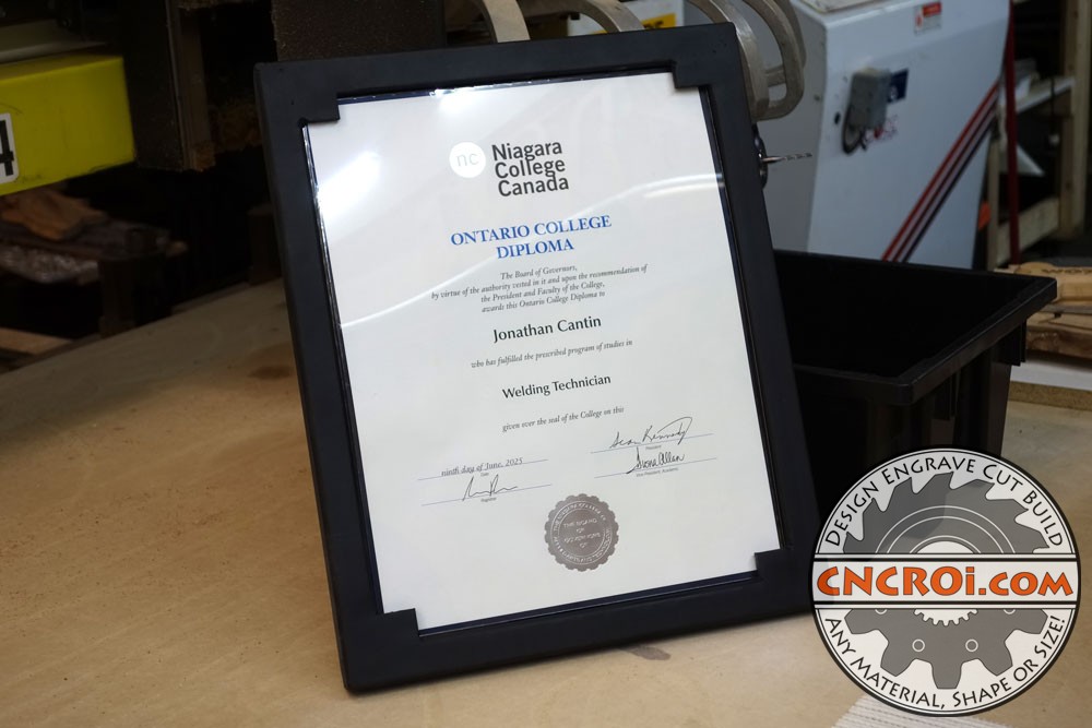 Custom Metal Picture Frame: Welding Diploma Display