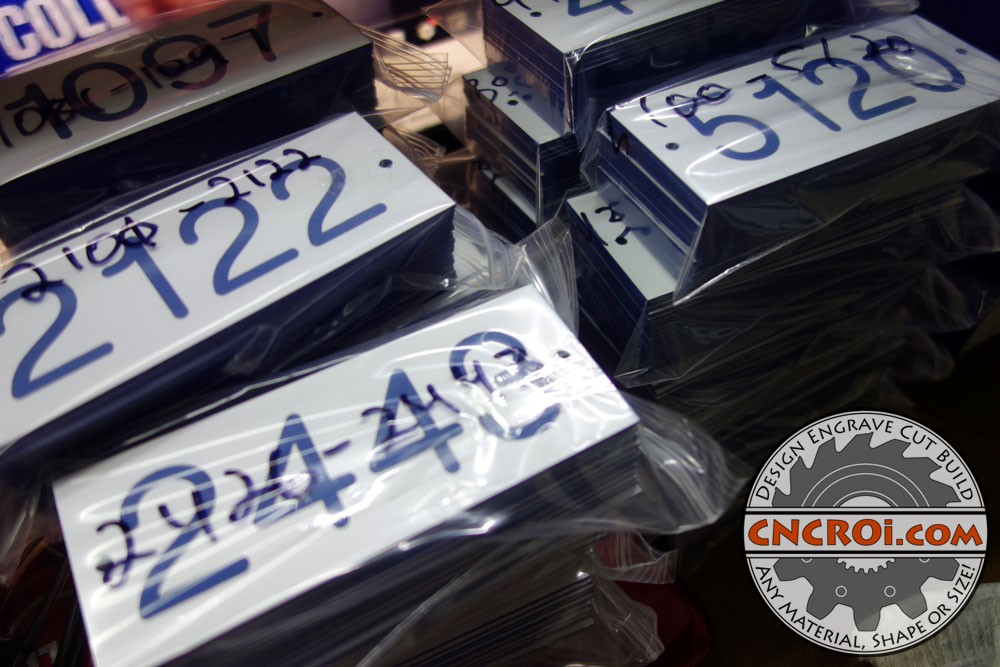 Custom Lamacoid Tags: White on Blue